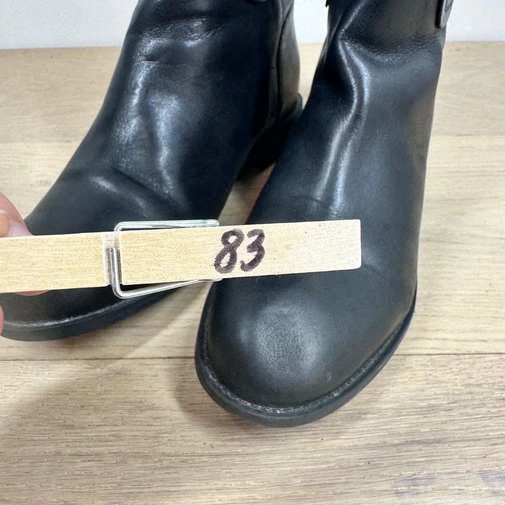 Nine West Boots Women 7.5 Black Leather Knee High Riding Classic Minimalist